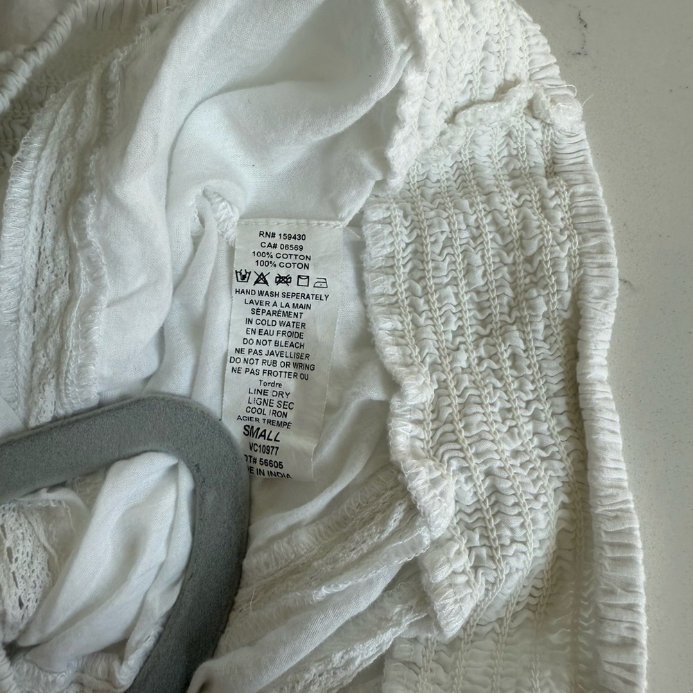 Elan White Sleeveless Ruffled Smocked Blouse - Picture 3 of 14